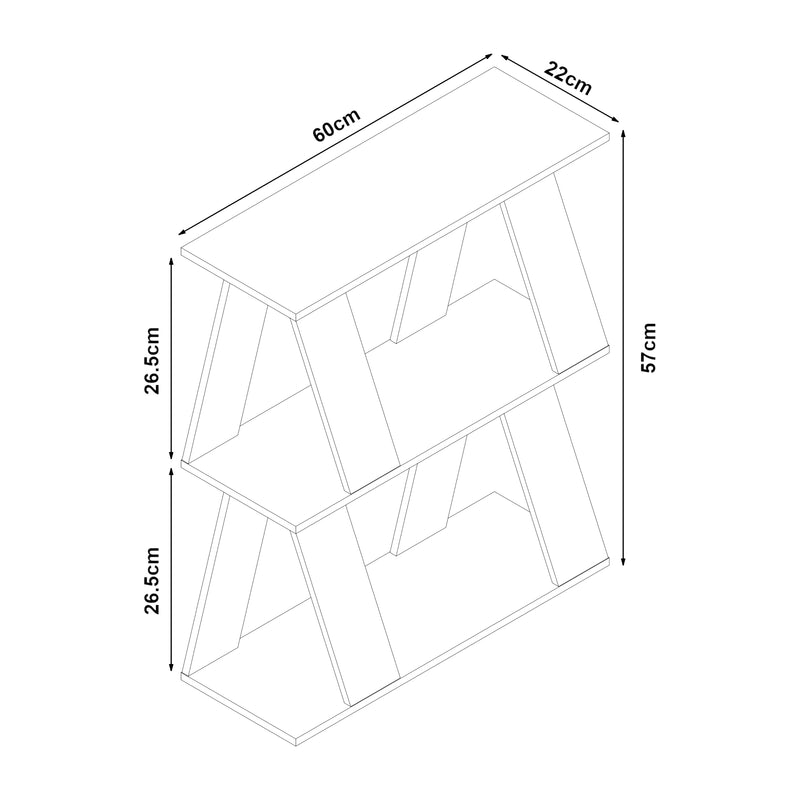 Esquema acotado Mesa auxiliar Nome 60x22x57cm aspecto roble [en.casa]