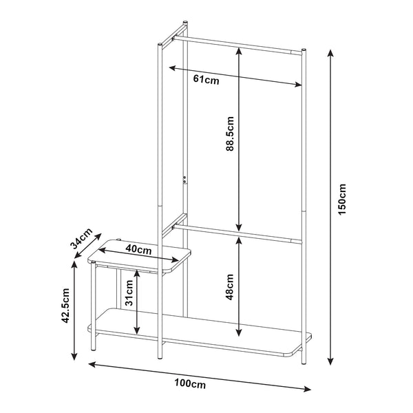 Perchero Bø 150x100x34cm Negro [en.casa]
