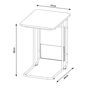 Mesa para portátil Dyrøy 56x48x37cm Blanco/Roble [en.casa]