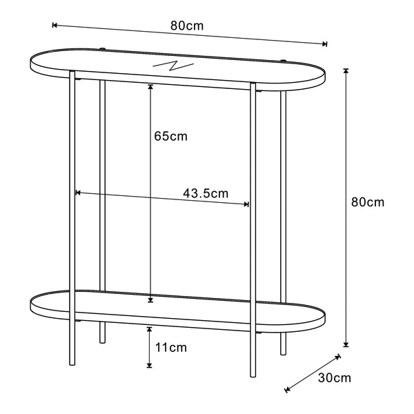 Mesa consola Høyanger 80x80x30cm Negro/Roble [en.casa]
