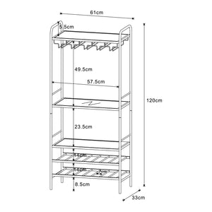 Estante para vino Hustadvika 120x61x33cm Negro/Roble [en.casa]