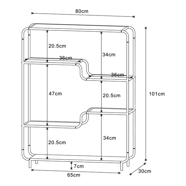 Estantería de pie Kristiansand 101x80x30 cm Negro/Aspecto roble [en.casa]
