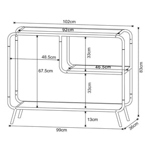 Mesa consola Krødsherad 83x102x36cm Negro/Roble [en.casa]