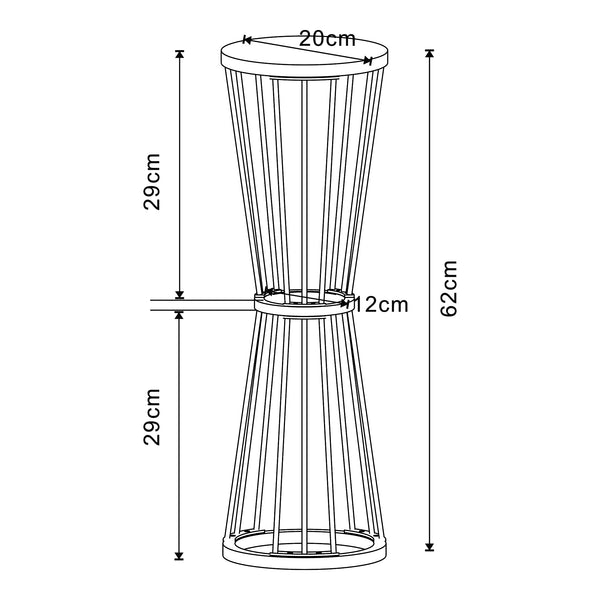 Soporte para plantas Fossbergom con 2 estantes Negro/Aspecto roble [en.casa]