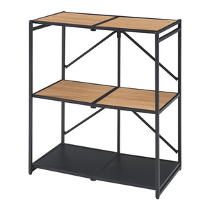 Estantería abatible Telemark 81x68x38 cm Negro/Aspecto roble [en.casa]