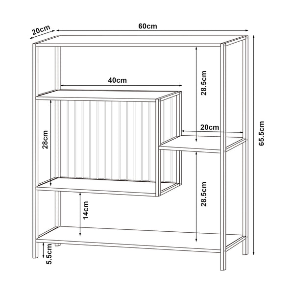Mesa consola Beesel 65,5x60x20 cm Negro [en.casa]