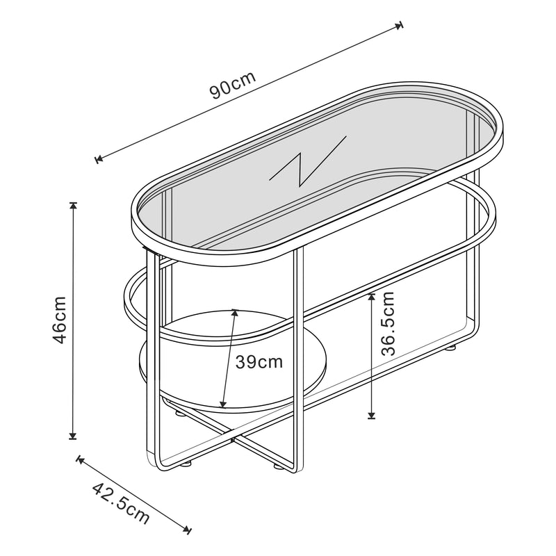 Esquema acotado Mesa de centro Kumla con tablero de vidrio [en.casa]
