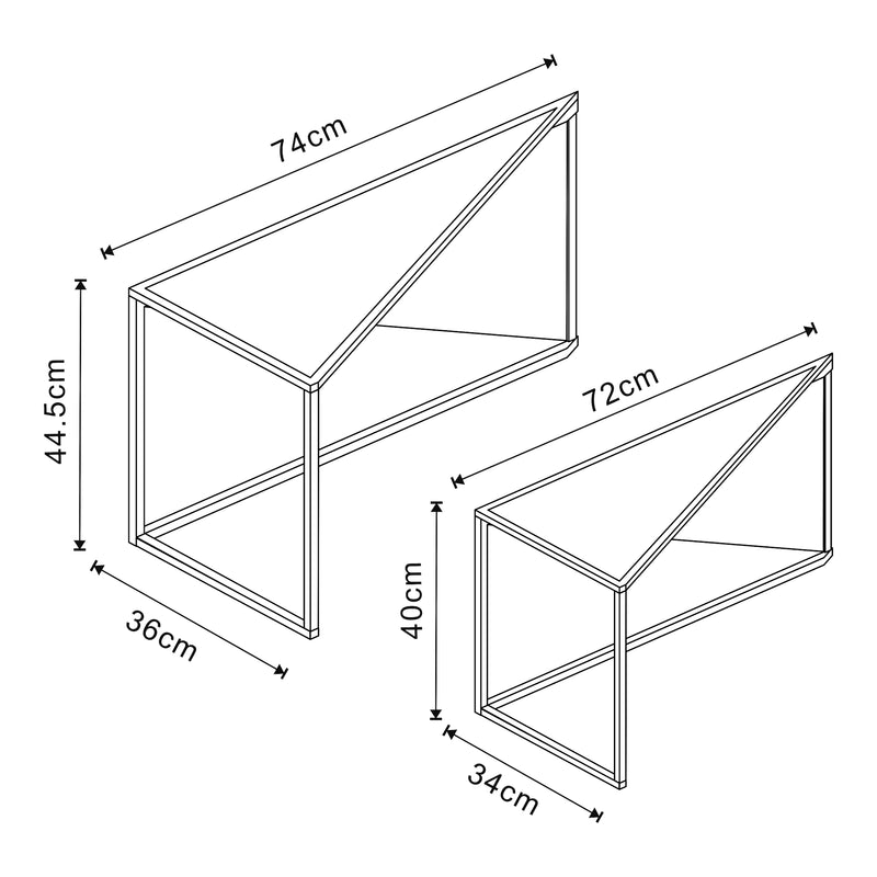 Esquema acotado Mesa de comedor Kungsör juego de 2 metal negro [en.casa]