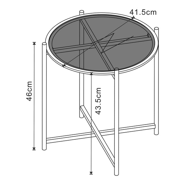 Mesa auxiliar Lier con tablero de vidrio negro [en.casa]