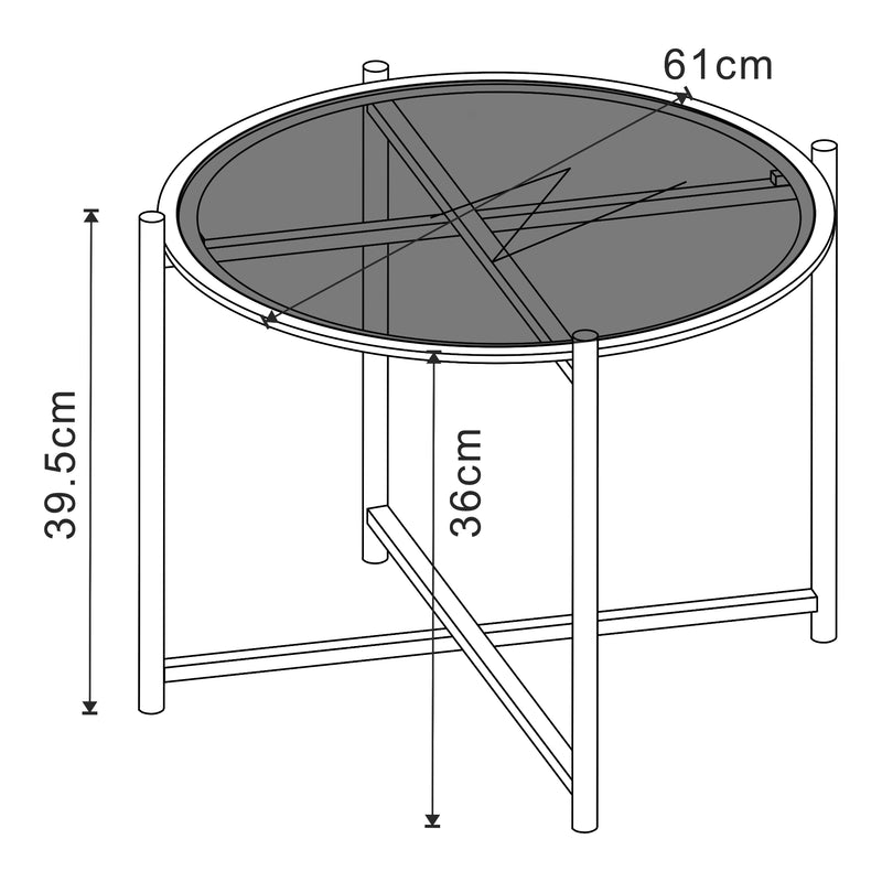 Esquema acotado Mesa de centro Lier con tablero de vidrio [en.casa]