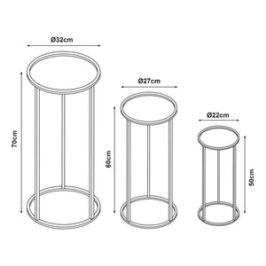Soporte para plantas Nesodden juego de 3 piezas metal negro [en.casa]
