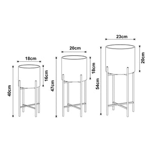 Soporte para plantas Orsa juego de 3 piezas metal negro [en.casa]