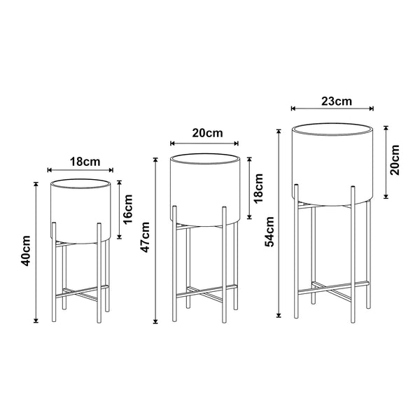 Soporte para plantas Orsa juego de 3 piezas metal negro [en.casa]