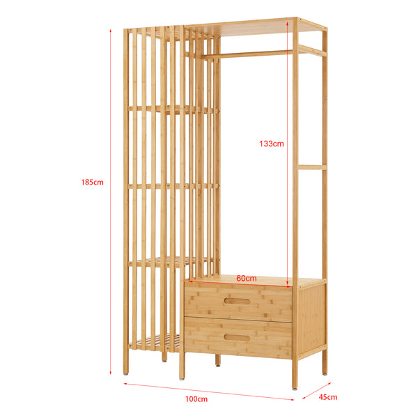 Perchero Varanger 185x100x45 cm Bambú [en.casa]