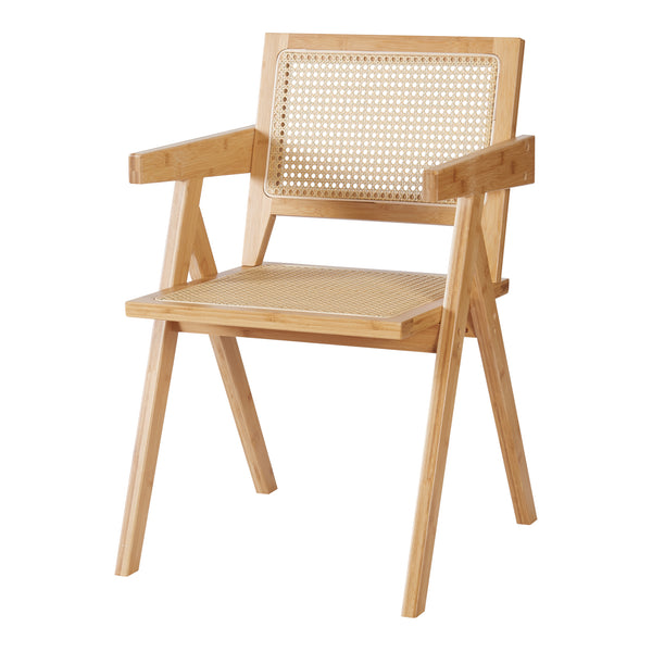 Silla de comedor Asikkala 79x50x50cm Bambú/Aspecto ratán [en.casa]