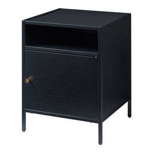 Mesita de noche Janakkala 55x40x40 cm Acero Negro [en.casa]