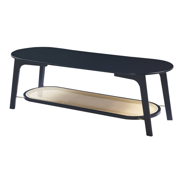Mesa de centro Taivalkoski 120x43x40 cm Negro/Aspecto ratán [en.casa]