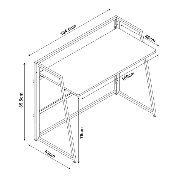 Escritorio plegable Ringerike 104,5x53x85,5cm Negro/Nogal [en.casa]