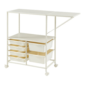 Carro rodante Sørfold con cajas 100x37x85cm Blanco [en.casa]