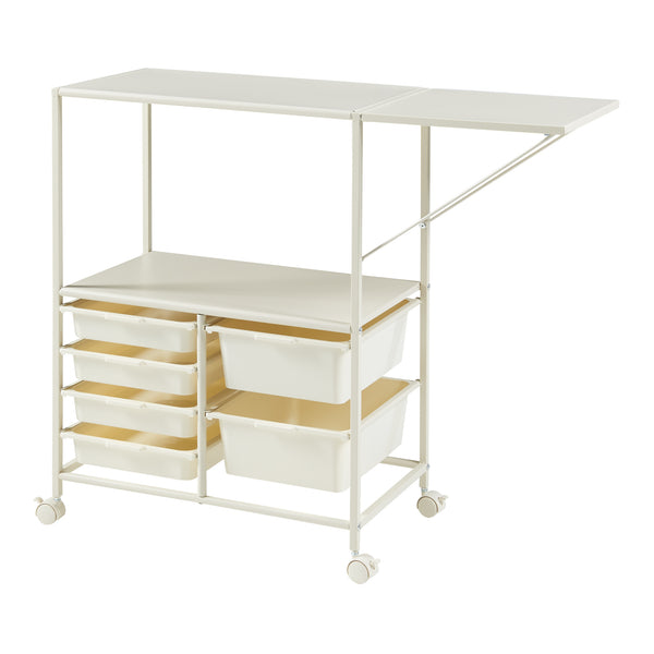 Carro rodante Sørfold con cajas 100x37x85cm Blanco [en.casa]