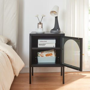 Mesita de noche Karlskrona 60x42,5x40 cm Negro, mate [en.casa]