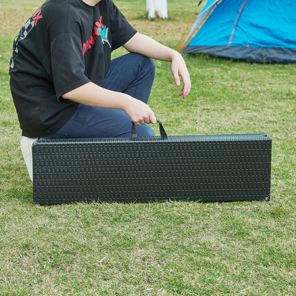 Conjunto de banco plegable Mark 2 piezas aspecto ratán negro [en.casa]