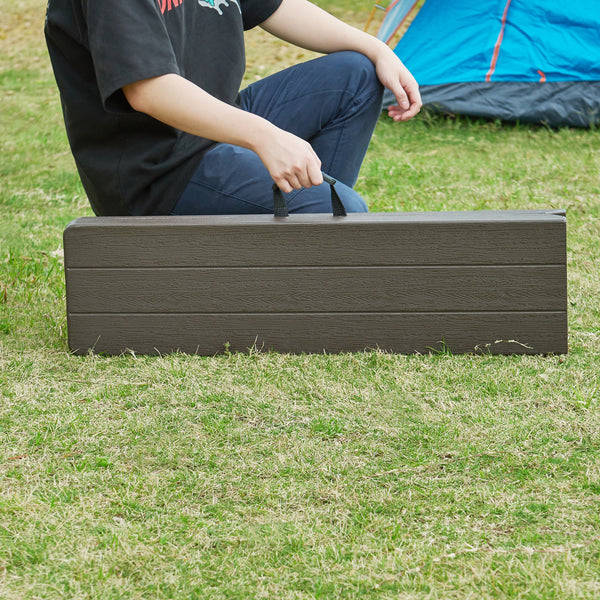 Conjunto de banco plegable Lillestrøm de 2 piezas, aspecto madera, marrón oscuro [en.casa]