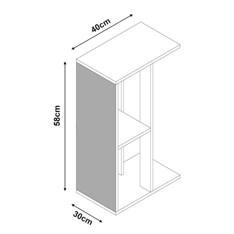 Esquema acotado Mesa auxiliar con superficie para rascar Ljungby Blanco [en.casa]