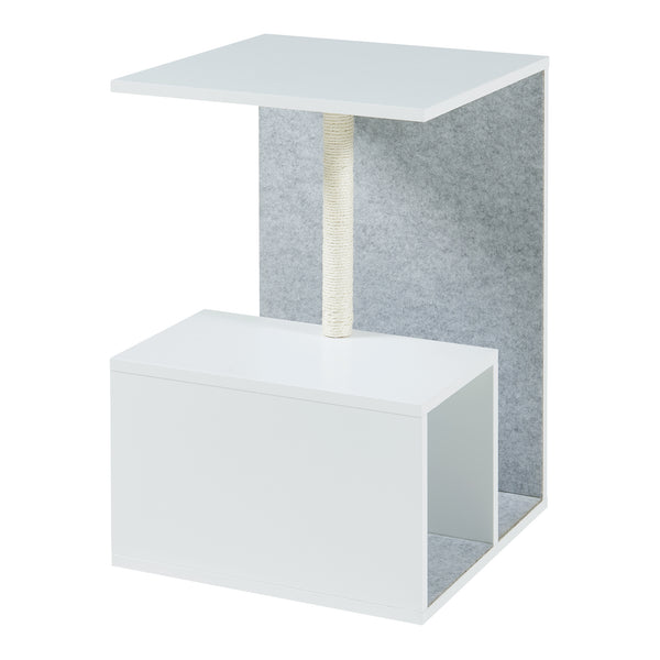 Mesa auxiliar con poste rascador Masfjorden Blanco [en.casa]