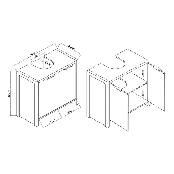 Mueble bajo lavabo Namsskogan 60x60x30cm aspecto nogal [en.casa]