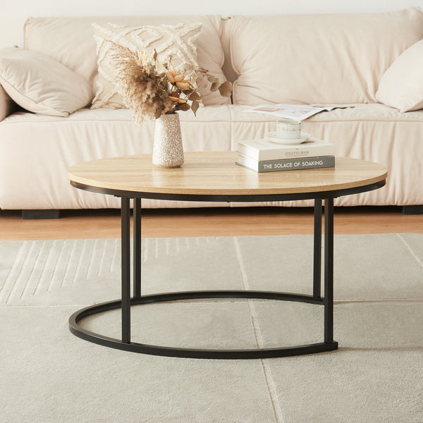 Mesa de comedor Países Bajos juego de 2 negro/roble [en.casa]