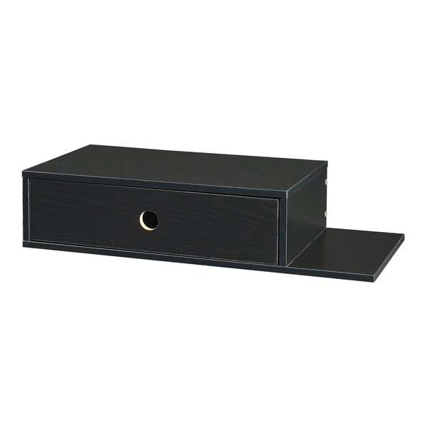 Estantería de pared Stor con cajón 65x30x15 cm Negro [en.casa]