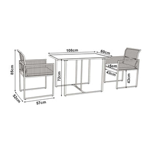 Conjunto de muebles de jardín Accadia 3 piezas Negro/Marrón [casa.pro]
