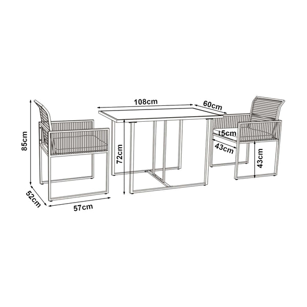 Conjunto de muebles de jardín Accadia 3 piezas Negro/Marrón [casa.pro]