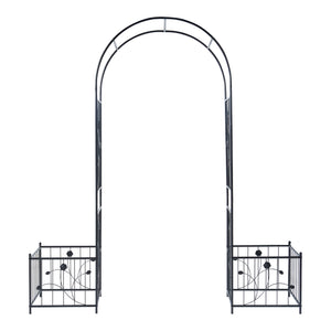 Arco de rosas Barisciano con 2 maceteros negro [casa.pro]
