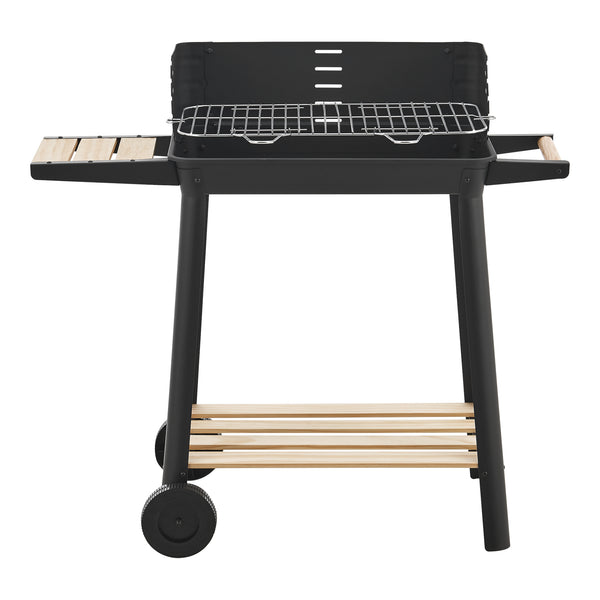 Carro de barbacoa Ari 78x86x30cm Negro/Madera [casa.pro]