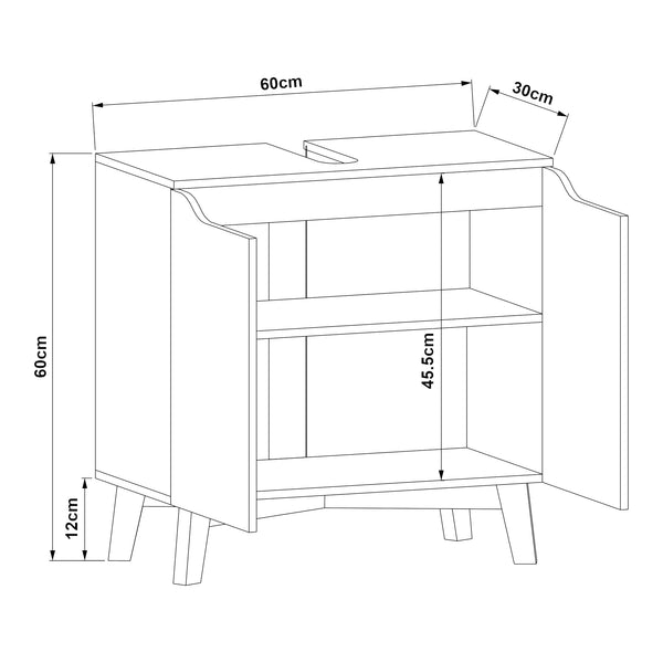 Mueble bajo lavabo Overath 60x60x30cm Gris [en.casa]