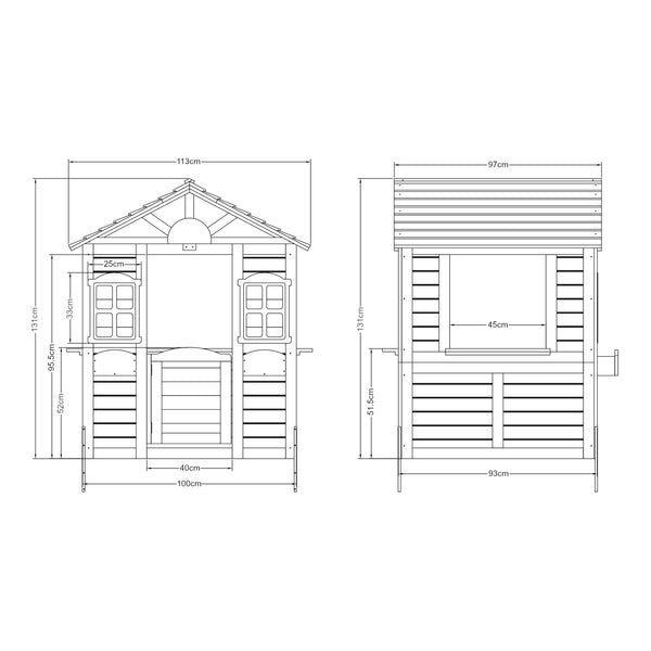 Casa de juegos Acciano 131x113x97 cm madera de abeto [casa.pro]
