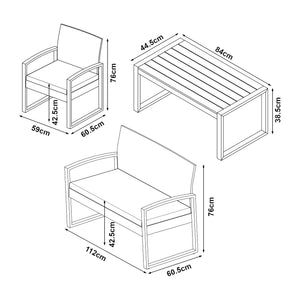 Conjunto de muebles de jardín Calciano de 4 piezas [casa.pro]