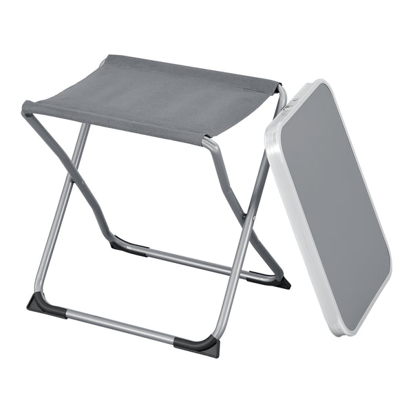 Taburete y mesa de camping 2 en 1 Barete 47x47x37 cm Gris [en.casa]