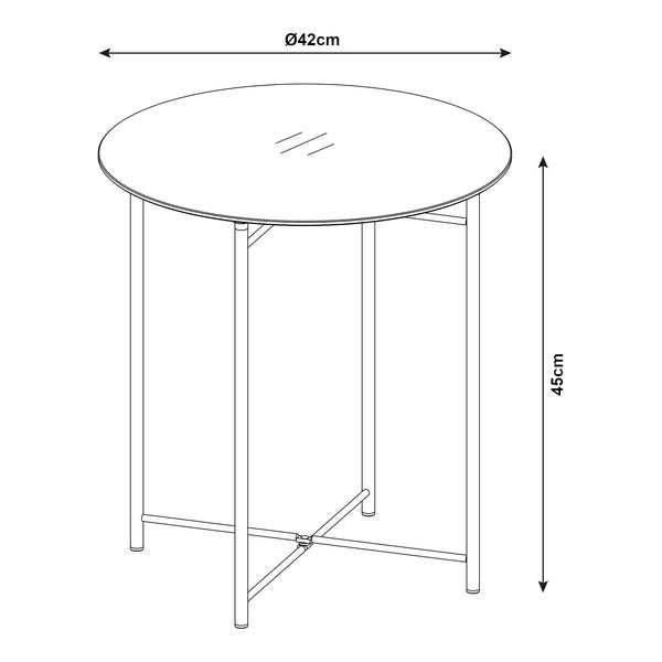 Mesa auxiliar Ödeshög con tablero de vidrio 45xØ42cm Negro [en.casa]