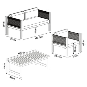 Conjunto de muebles de jardín Cannole de 4 piezas. Madera de acacia color madera [casa.pro]