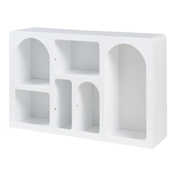 Aparador Vågå con compartimentos abiertos 110x30x70 cm Blanco [en.casa]