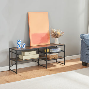 Mesa de televisión Västiarharg 120x30x46 cm Negro/Aspecto nogal [en.casa]