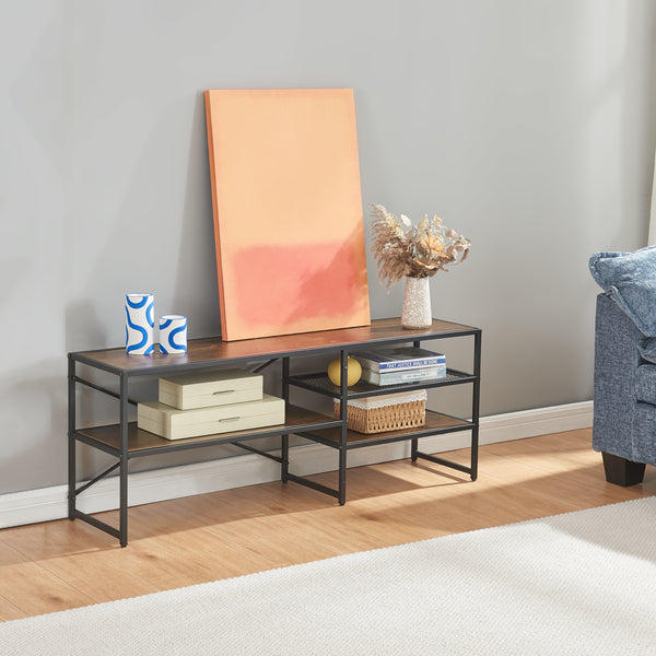 Mesa de televisión Västiarharg 120x30x46 cm Negro/Aspecto nogal [en.casa]