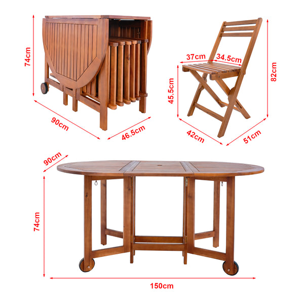 Conjunto de muebles de jardín Acerenza de 7 piezas. Madera de acacia con certificación FSC® [en.casa]