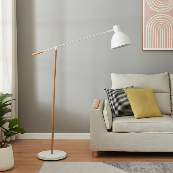 Lámpara de pie Banchory Metal 163 cm Madera/Blanco [lux.pro]