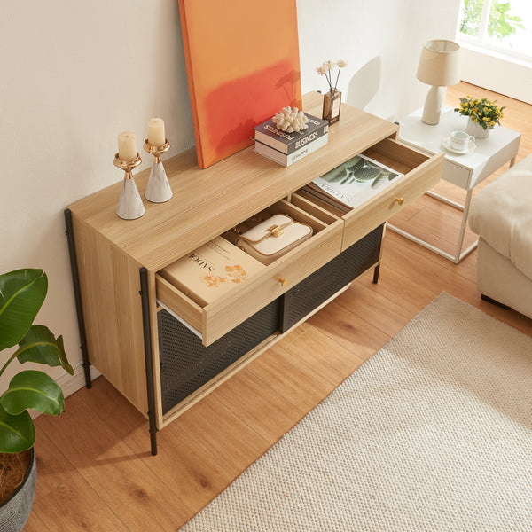 Mueble de televisión Tysnes 120x40x75 cm Roble/Negro [en.casa]