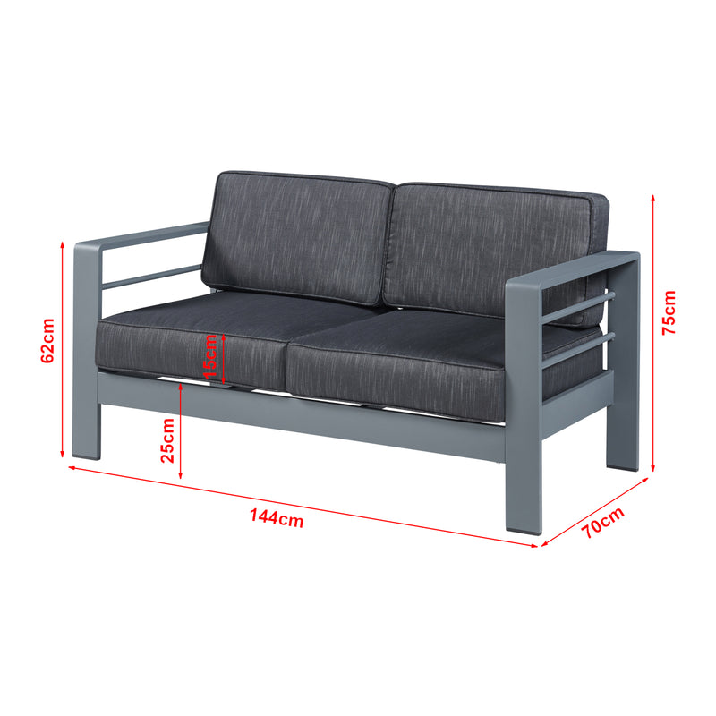 Esquema acotado Sofá exterior para 2 personas Avise aluminio gris oscuro [casa.pro]
