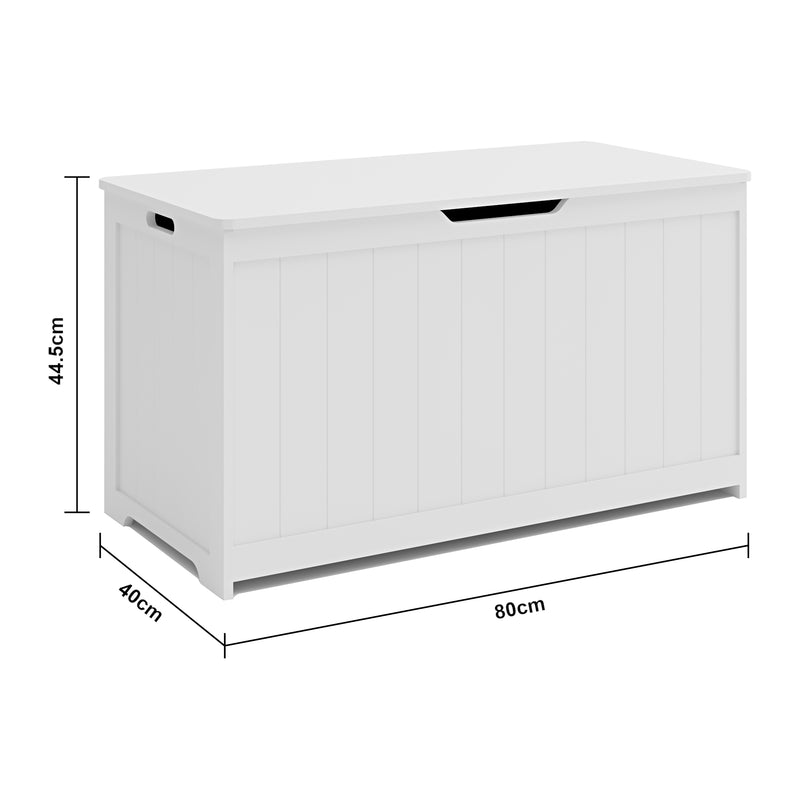 Esquema acotado Caja de juguetes Podek 80x40x44,5 cm Blanco [en.casa]